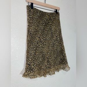 Hillard & Hanson Cheetah Print MIDI Skirt with Flair at Bottom
